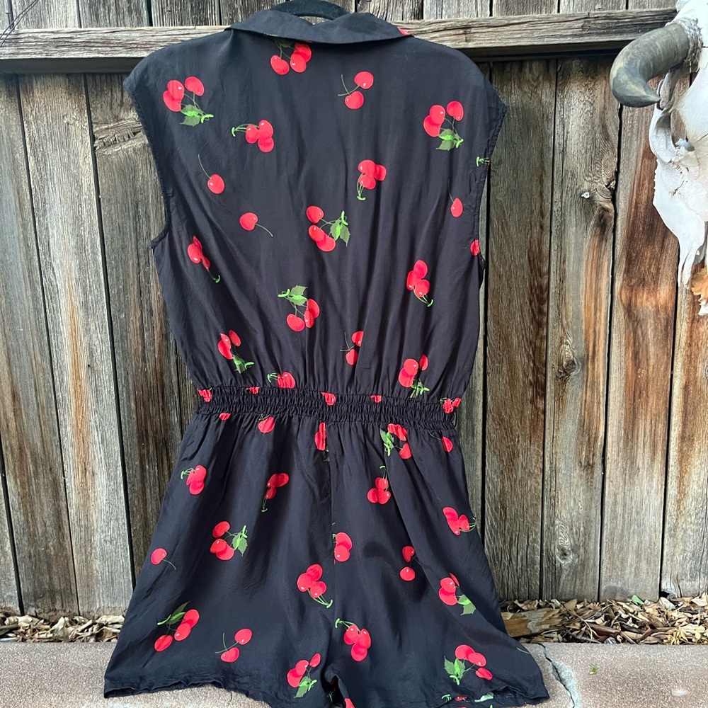 ModCloth Black Romper with Cherry Print Size Large - Picture 5 of 7